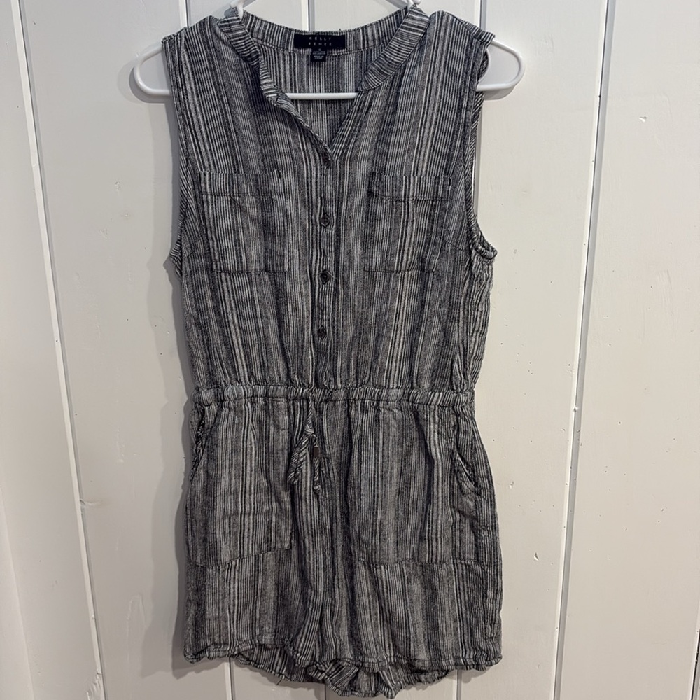 Kelly Renee Gray & White Striped Romper